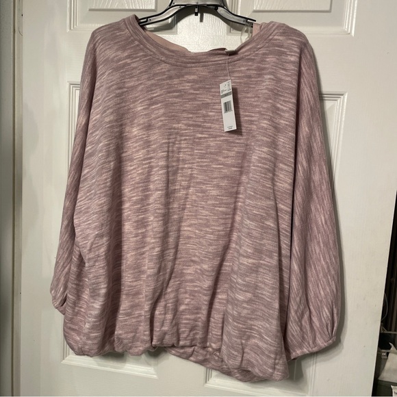 NWT VINTAGE AMERICA L LIGHT Lilac Heather JESSICA BUBBLE TOP BACK BOW BLOUSE - Picture 1 of 7